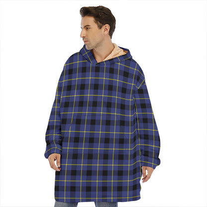 Blue Yellow And Black Plaid Print Hoodie Blanket