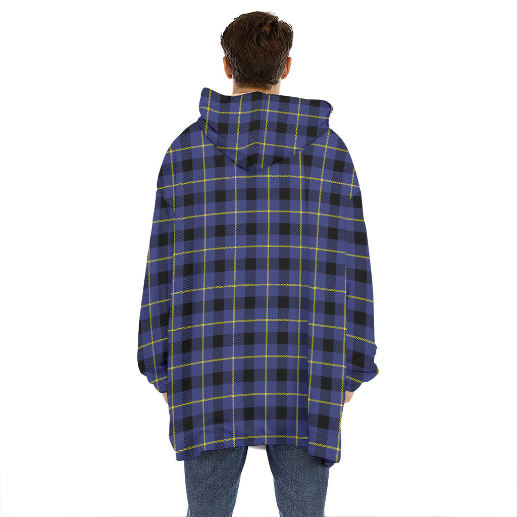 Blue Yellow And Black Plaid Print Hoodie Blanket