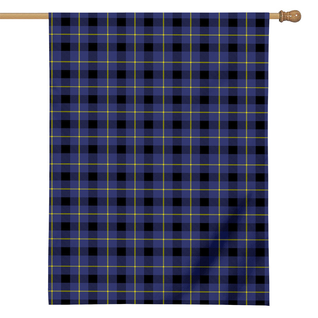 Blue Yellow And Black Plaid Print House Flag