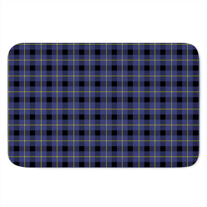 Blue Yellow And Black Plaid Print Indoor Door Mat