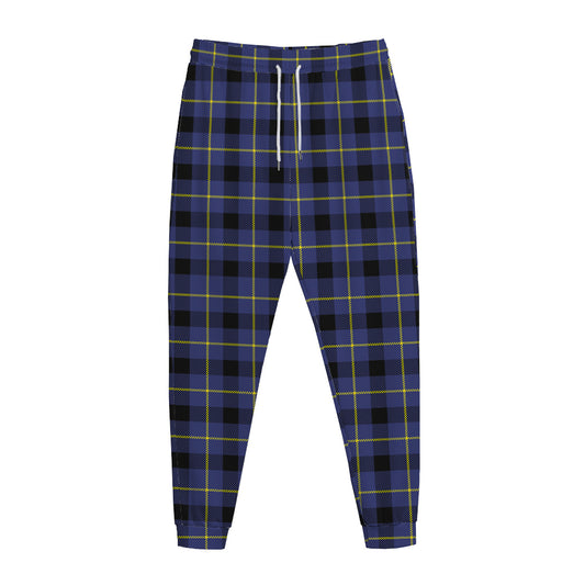 Blue Yellow And Black Plaid Print Jogger Pants
