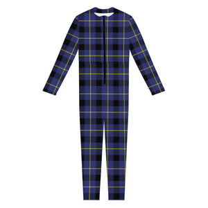 Blue Yellow And Black Plaid Print Jumpsuit