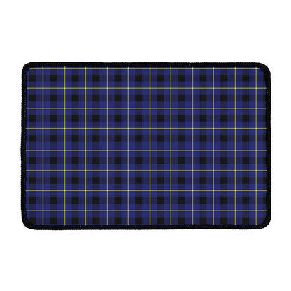 Blue Yellow And Black Plaid Print Kitchen Mat