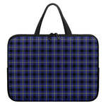Blue Yellow And Black Plaid Print Laptop Sleeve With Handle