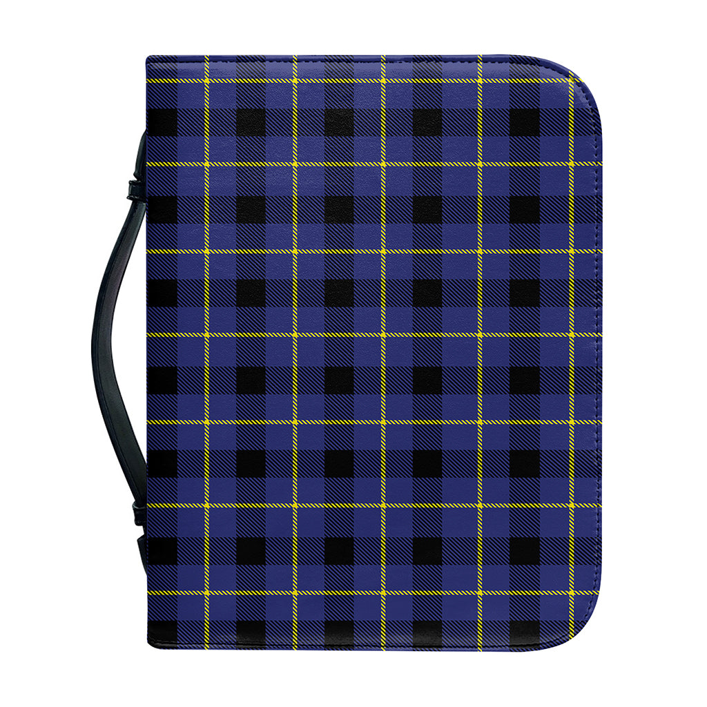 Blue Yellow And Black Plaid Print Leather Bible Cover