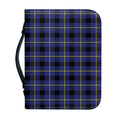 Blue Yellow And Black Plaid Print Leather Bible Cover