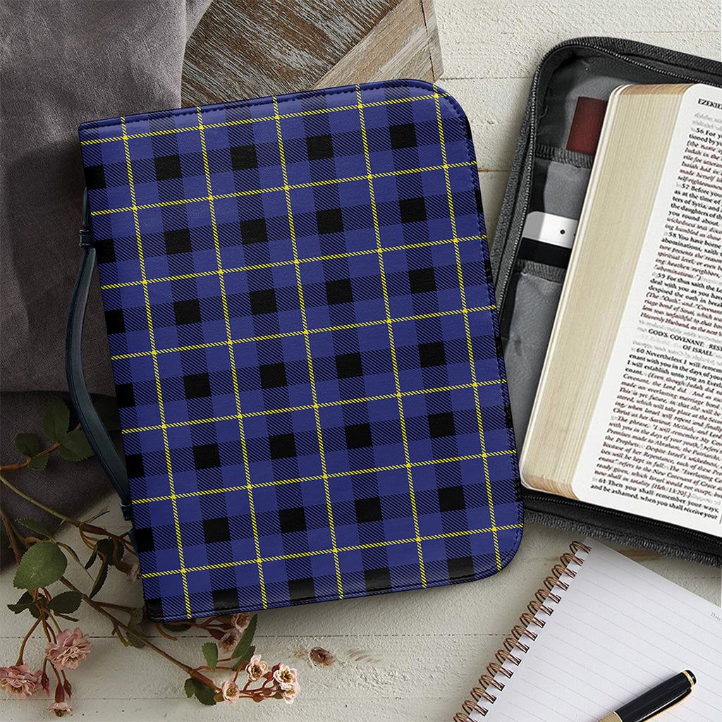 Blue Yellow And Black Plaid Print Leather Bible Cover