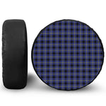 Blue Yellow And Black Plaid Print Leather Spare Tire Cover