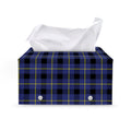 Blue Yellow And Black Plaid Print Leather Tissue Box Cover