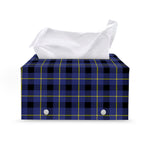 Blue Yellow And Black Plaid Print Leather Tissue Box Cover