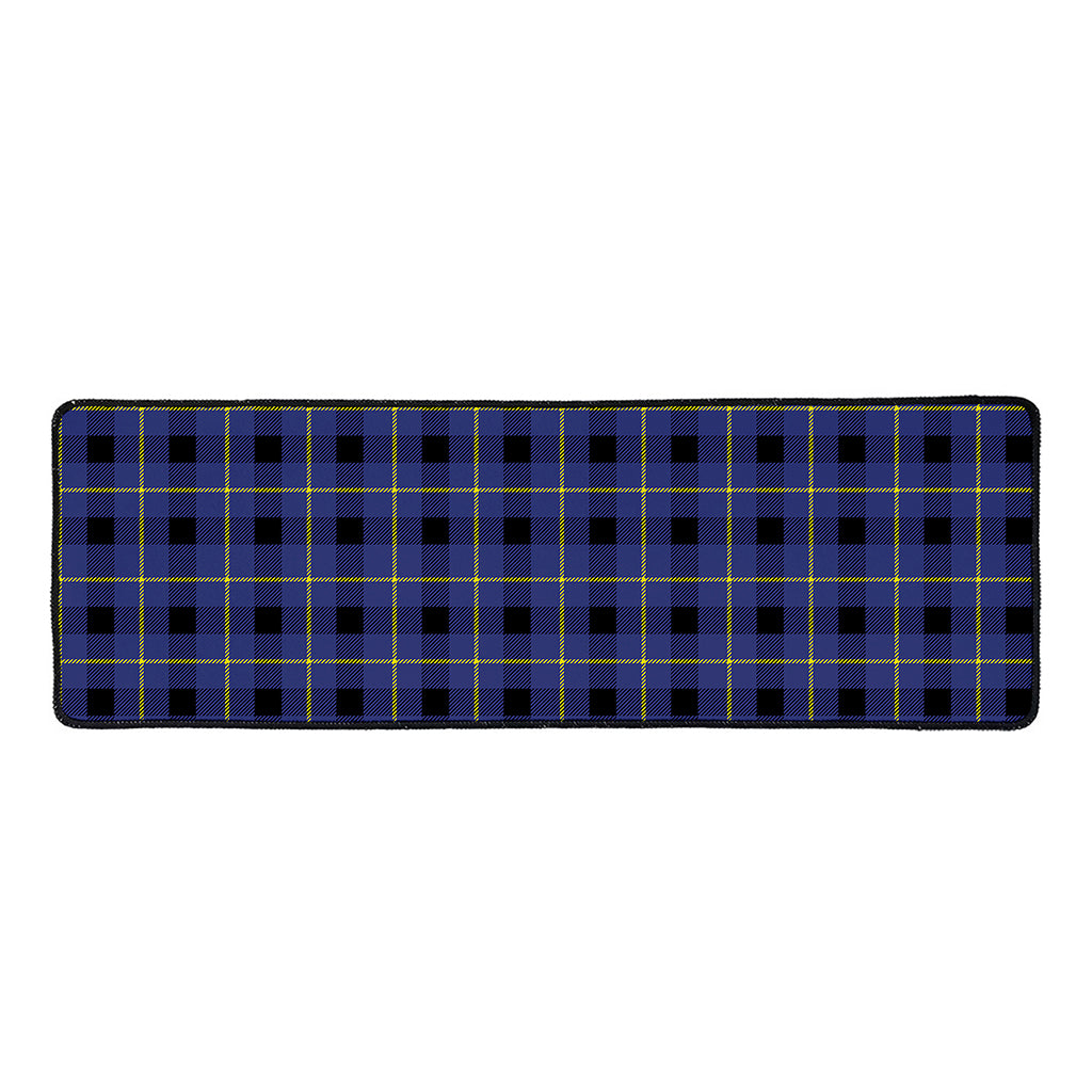 Blue Yellow And Black Plaid Print Long Kitchen Mat