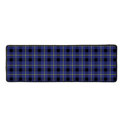 Blue Yellow And Black Plaid Print Long Kitchen Mat
