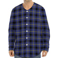 Blue Yellow And Black Plaid Print Long Sleeve Baseball Jersey