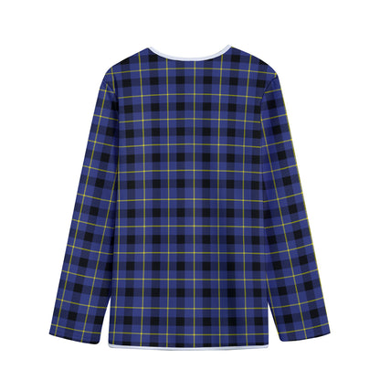 Blue Yellow And Black Plaid Print Long Sleeve Short Coat