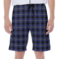 Blue Yellow And Black Plaid Print Men's Beach Shorts