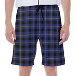 Blue Yellow And Black Plaid Print Men's Beach Shorts