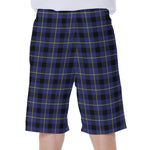 Blue Yellow And Black Plaid Print Men's Beach Shorts