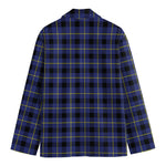 Blue Yellow And Black Plaid Print Men's Blazer