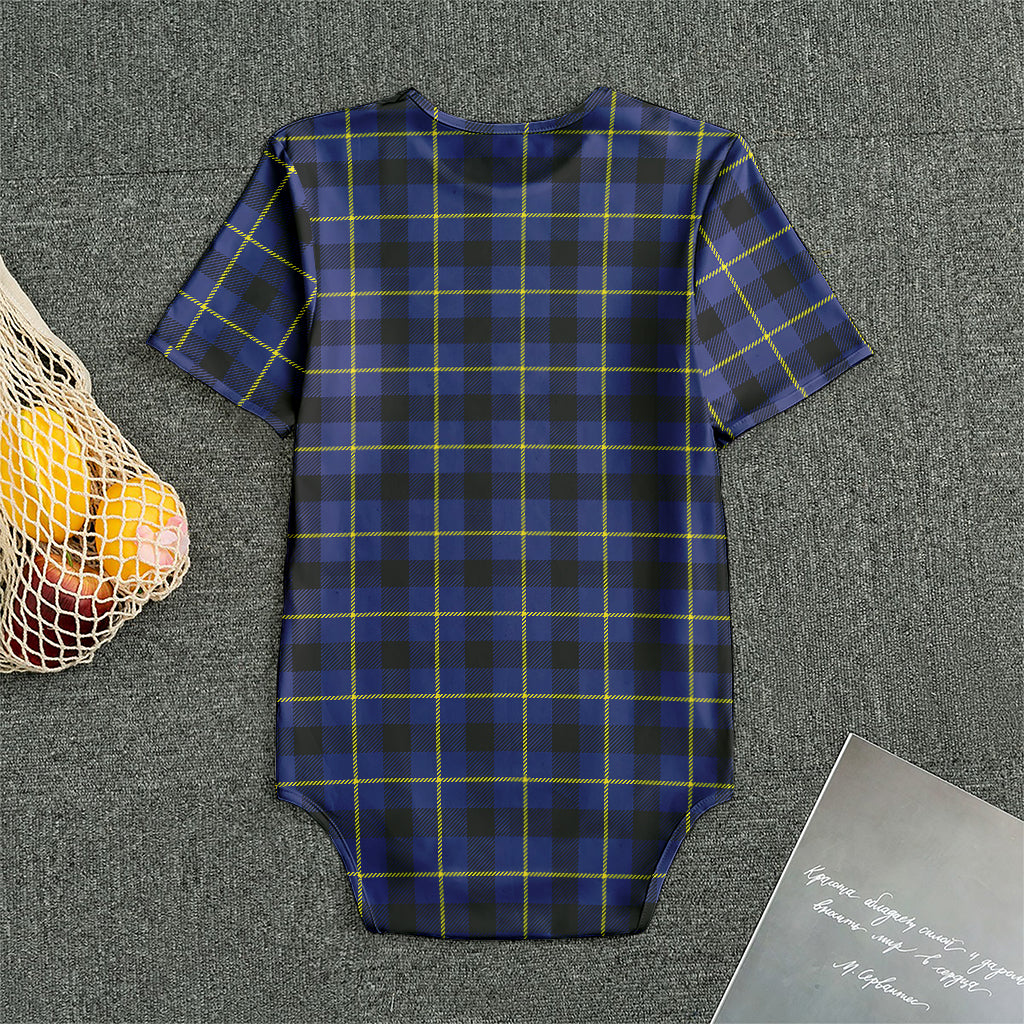 Blue Yellow And Black Plaid Print Men's Bodysuit
