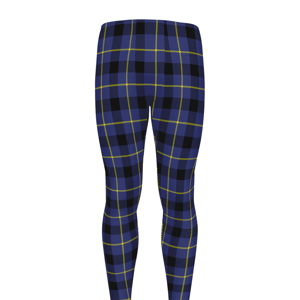 Blue Yellow And Black Plaid Print Men's leggings