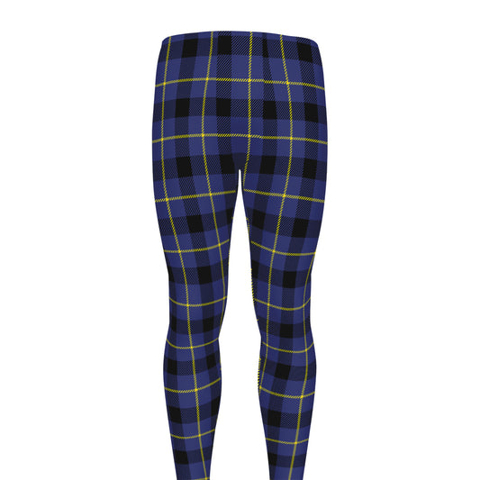 Blue Yellow And Black Plaid Print Men's leggings