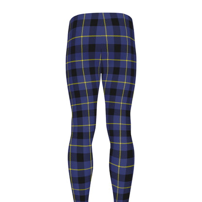 Blue Yellow And Black Plaid Print Men's leggings