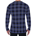Blue Yellow And Black Plaid Print Men's Long Sleeve T-Shirt
