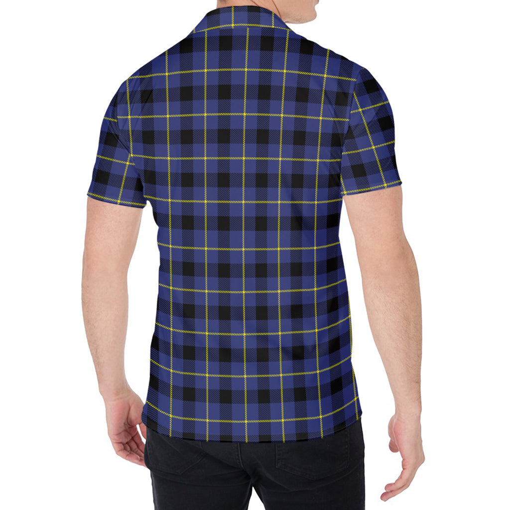 Blue Yellow And Black Plaid Print Men's Shirt
