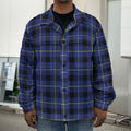 Blue Yellow And Black Plaid Print Men's Shirt Jacket
