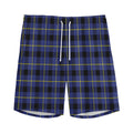 Blue Yellow And Black Plaid Print Men's Athletic Shorts