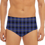 Blue Yellow And Black Plaid Print Men's Triangle Swim Briefs