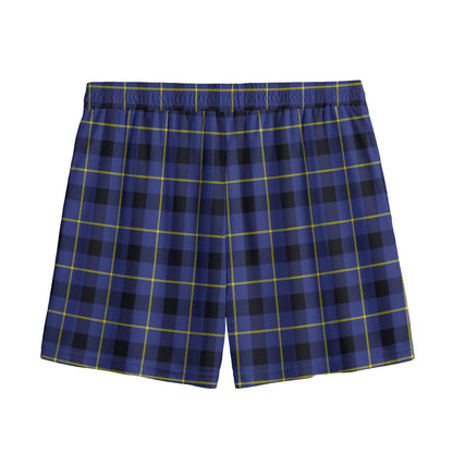 Blue Yellow And Black Plaid Print Mesh Shorts