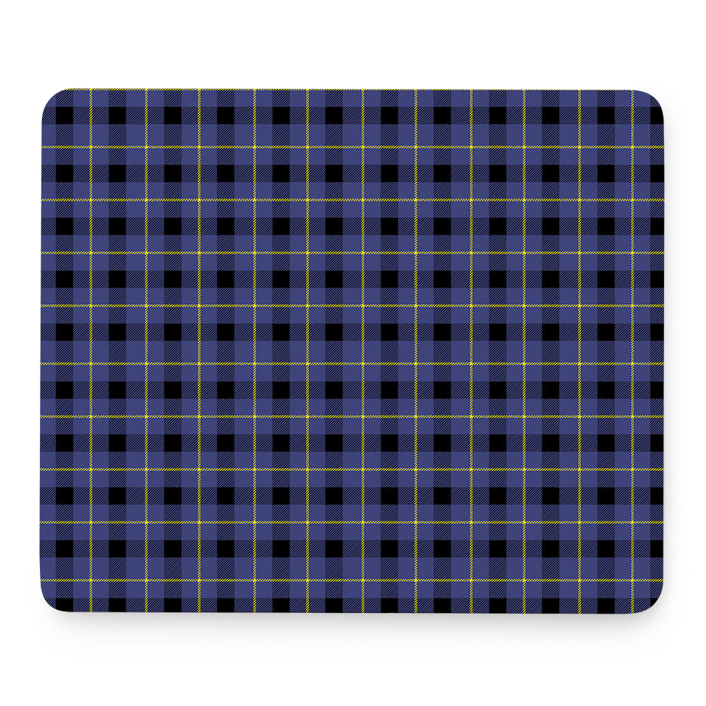 Blue Yellow And Black Plaid Print Mouse Pad