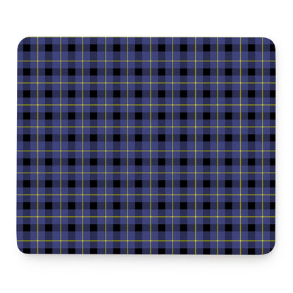 Blue Yellow And Black Plaid Print Mouse Pad