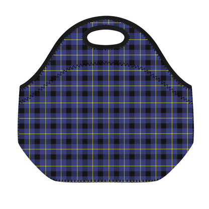 Blue Yellow And Black Plaid Print Neoprene Lunch Bag
