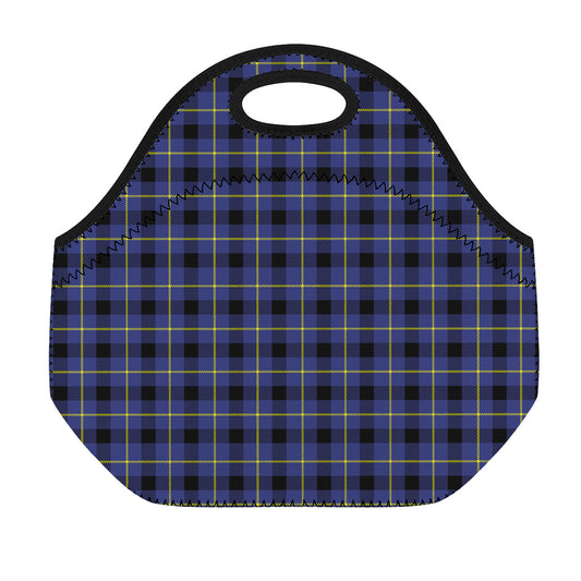 Blue Yellow And Black Plaid Print Neoprene Lunch Bag
