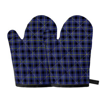 Blue Yellow And Black Plaid Print Oven Mitts