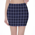 Blue Yellow And Black Plaid Print Pencil Mini Skirt