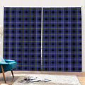 Blue Yellow And Black Plaid Print Pencil Pleat Curtains