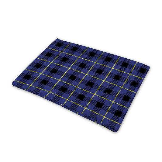 Blue Yellow And Black Plaid Print Pet Cooling Mat Cover