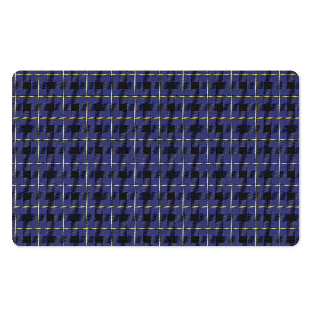 Blue Yellow And Black Plaid Print Polyester Doormat