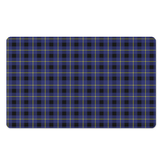 Blue Yellow And Black Plaid Print Polyester Doormat