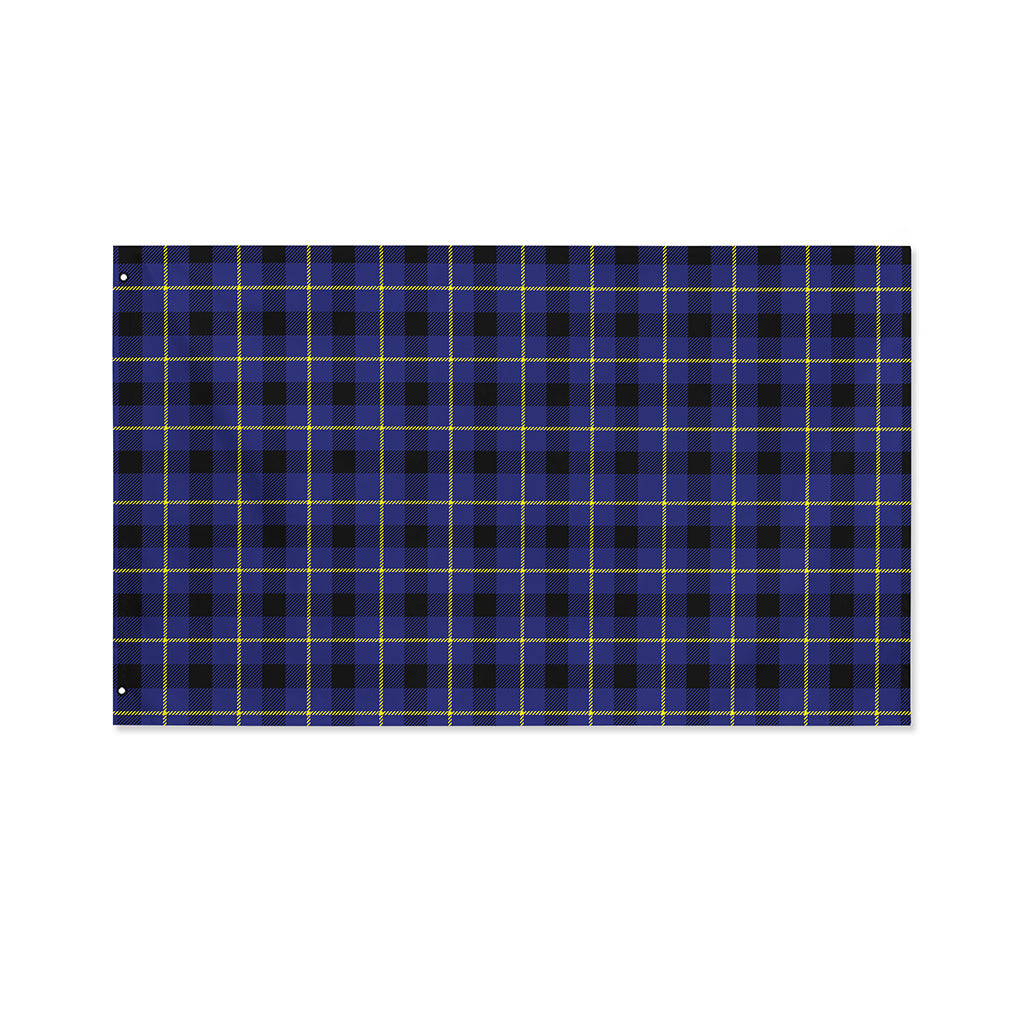 Blue Yellow And Black Plaid Print Polyester Flag