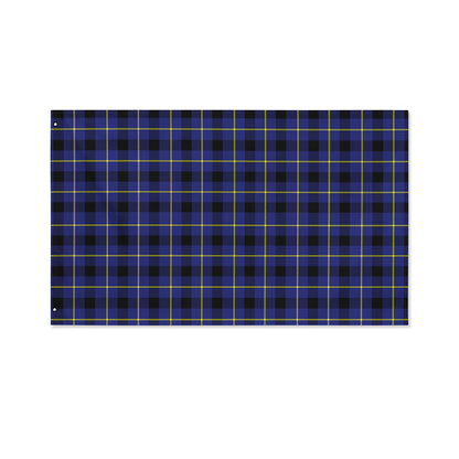 Blue Yellow And Black Plaid Print Polyester Flag