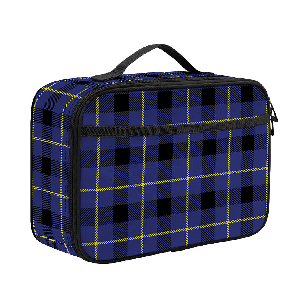 Blue Yellow And Black Plaid Print Portable Lunch Bag