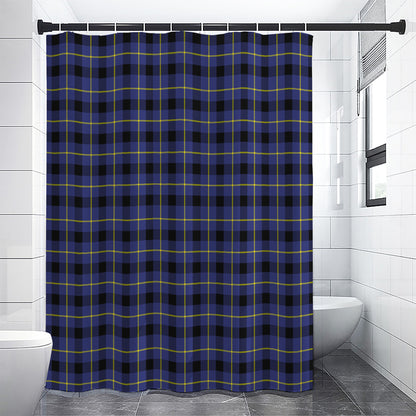 Blue Yellow And Black Plaid Print Premium Shower Curtain