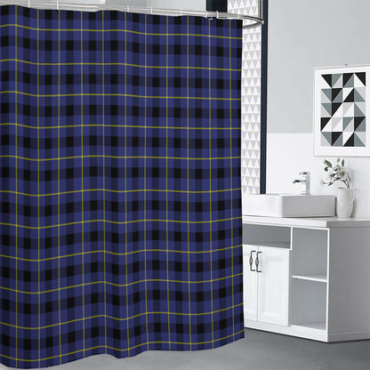 Blue Yellow And Black Plaid Print Premium Shower Curtain