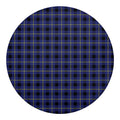 Blue Yellow And Black Plaid Print Round Blanket