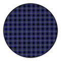 Blue Yellow And Black Plaid Print Round Floor Mat