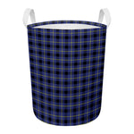 Blue Yellow And Black Plaid Print Round Laundry Basket
